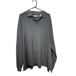 Pierre Cardin Men's Long Sleeve Polo Shirt XXL Gray Casual 100% Cotton